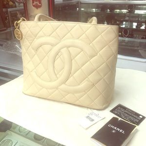 Chanel Cavier Large Medallion Tote in Beige